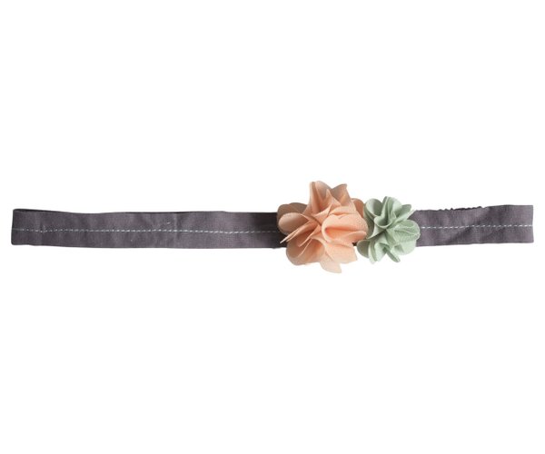 MAILEG 21-5900-01 Haar Band, Fluffige Blüten, Rose-Grün