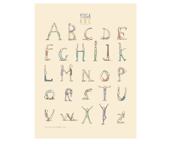 MAILEG 15-0268-00 Poster, Yoga Alphabet, ca. 40 cm hoch