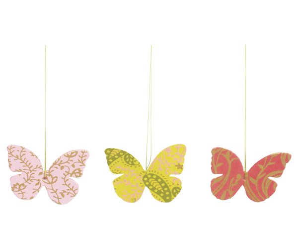 MAILEG 15-4511-00 Hallo Frühling! Schmetterling Aufhänger, 3 Farben je 4 Stck.
