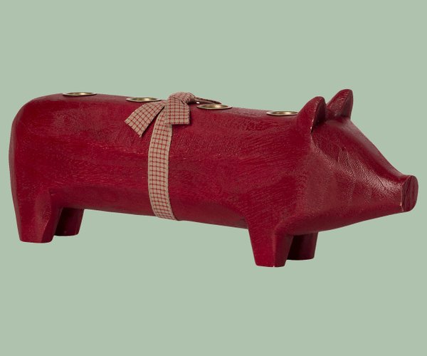 MAILEG 14-1802-00 Rotes "Adventsschwein"  ❤️ Kerzenständer, groß
